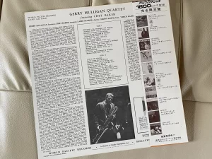 ジェリー・マリガン・カルテット(Gerry Mulligan Quartet)『オリジナル・ジェリー・マリガン・カルテット』(Gerry Mulligan Quartet Featuring Chet Baker):ジャケットの裏面